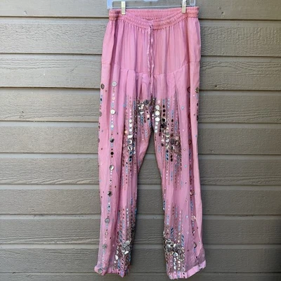 Women's Sz 16 Pink Lined Embroidered & Embellished Relaxed Harem pants, Cosplay - Image 1 of 4