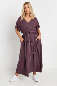 Yours Curve Women's Plus Size Button Chambray Maxi Dress - Picture 1 of 13