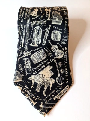 Artefactos de Museo Todo Seda Instrumento Musical Novedad Corbata, 100% Seda Foto 1 de 4