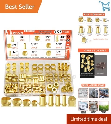 152PCS Brass Compression Fittings Assortment Kit for Air Fuel Water Oil Lines - Image 1 of 4