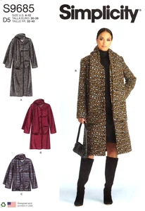 Misses gefütterter Mantel & Jacke Simplicity Schnittmuster S9685 Gr. 4 bis 12 - Bild 1 von 2