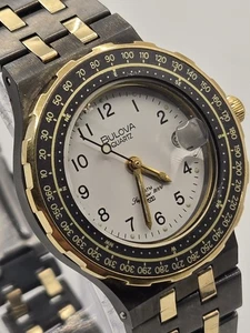 Vintage Bulova Superior 2000 White Dial Black/Gold Tone Watch - Picture 1 of 13