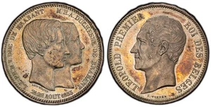 BELGIEN. Leopold I 1853 AR 5 Francs. PCGS MS62. KM X-2.1; Dupriez 540 - Bild 1 von 1