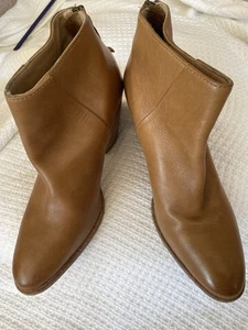 Country Road Tan Genuine Leather Women's Cuban Heel Ankle Boots Size 39 - Picture 1 of 12