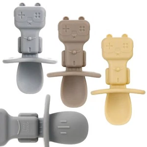 Baby Spoons, 3PCS Silicone Baby Spoons Self Feeding 6+ Months Robot Baby Uten... - Picture 1 of 7