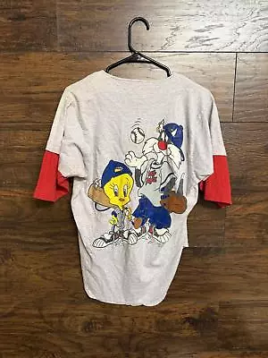 VTG Looney Tunes Baseball Button Up T-shirt 1993  - Image 1 of 4