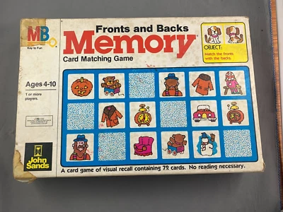 Vintage 1980 Milton Bradley Memory Fronts And Backs Matching Game COMPLETE (N) - Image 1 of 4