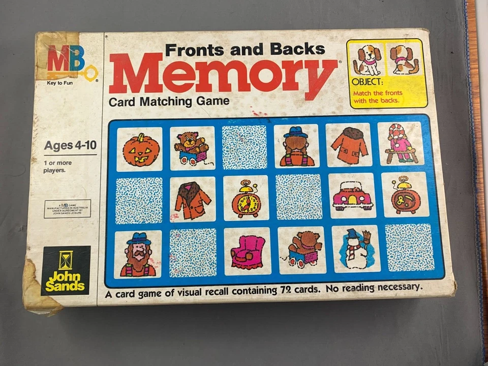 De colección 1980 Milton Bradley Memoria Frontales y Traseros Juego a Juego COMPLETO (N) Foto 1 de 4