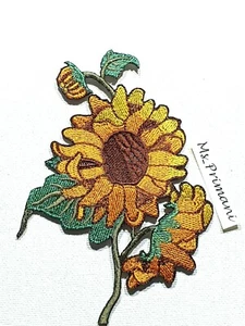 Große Sonnenblume bestickt Eisen/Nähen Aufnäher Kleid Jeans Jacke Kleid Blumenabzeichen - Bild 1 von 2