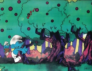 Orig SMURFS Production Animation Cell w/ Background F - Picture 1 of 1