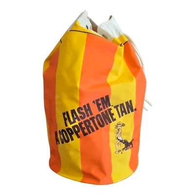 Bolso de Playa Protector Solar Vintage Coppertone Cordón Flash 'em Tono Cobre Tostado 14" Foto 1 de 4