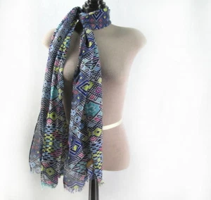 Bufanda tejida de gasa larga con estampado de diamantes geométricos 69 x 20 A313 - Imagen 1 de 6