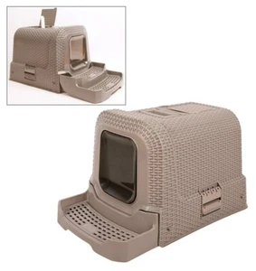 Katzentoilette Katzenklo Toilette Rattan Optik, XXL 69x42x41cm + Zubehör Haube - Bild 1 von 2