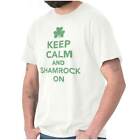 Keep Calm Irish Shamrock Drinking Funny Gift Womens Or Mens Crewneck T Shirt Tee