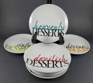 Set of 8 Fitz & Floyd Color Dessert Plates Divine Heavenly Sinful Devilish - Picture 1 of 12
