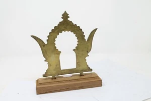 Antique Original Brass Religious Statue Shrine On Wooden Stand Decorative NH6382 - Picture 1 of 12