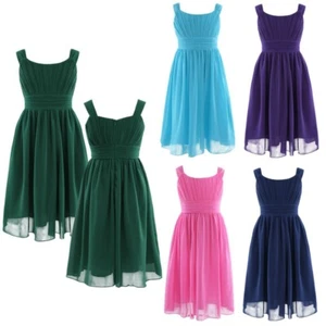 Kids Pleated Chiffon Flower Girl Dress Wedding Bridesmaid Party Prom Dresses - Picture 1 of 175