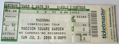 TICKETMASTER JULY 2, 2006 MADONNA CONCERT TICKETS, MADISON SQUARE GARDEN, NYNY - Image 1 of 2