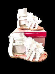 Jelly Beans Girls White Gladiator Sandals Style Morita Size 4 New In Box - Picture 1 of 5
