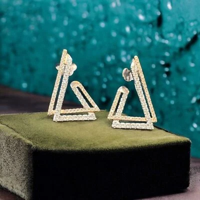 Exquisite 1.18 Cts Round Brilliant Cut Natural Diamonds Stud Earrings 14K Gold - Image 1 of 4