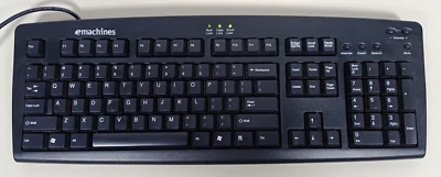 Vintage eMachines Keyboard Model KB-9908 PS2 Black Wired - Tested - Image 1 of 4