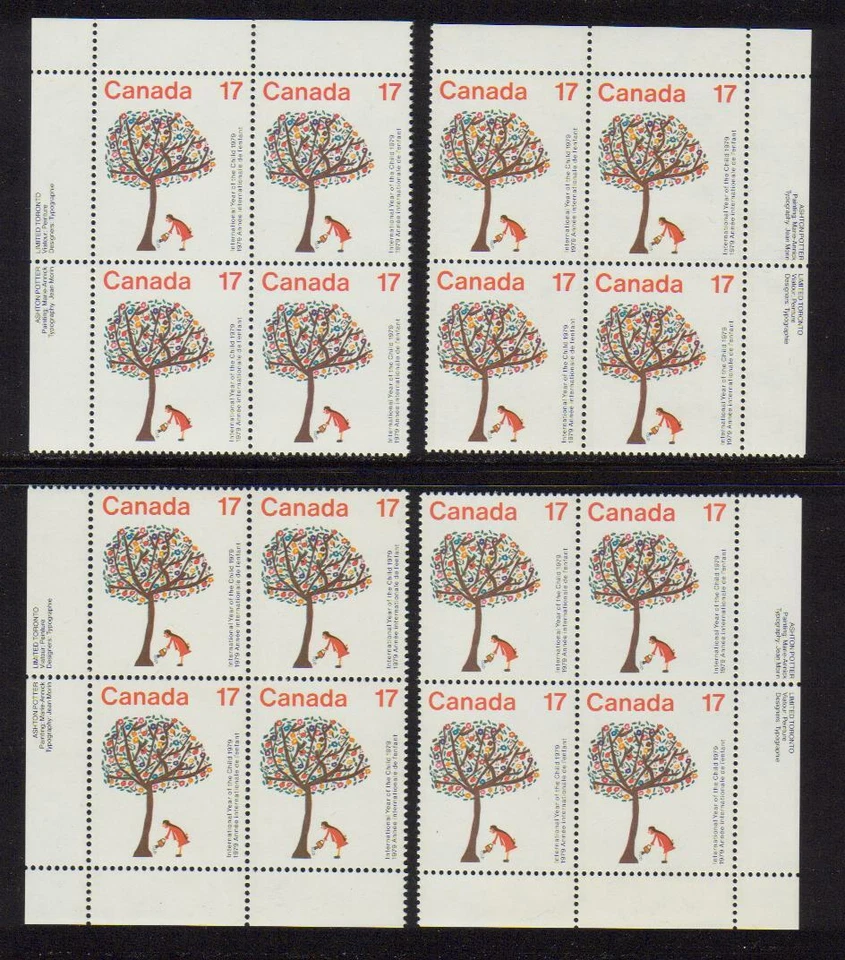 1979 Canada SC# 842 - UN Year of The Child - Plate Blocks of 4 M-NH Lot # 2939 - Image 1 of 1