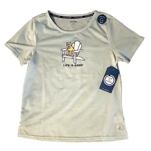 Size Medium Life is Good Green Sleep Shirt Dog on Adirondack Chair NEW Soft - Picture 1 of 10