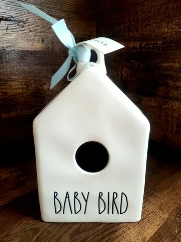 Rae Dunn BABY Bird Birdhouse Ceramic White Decor Cover