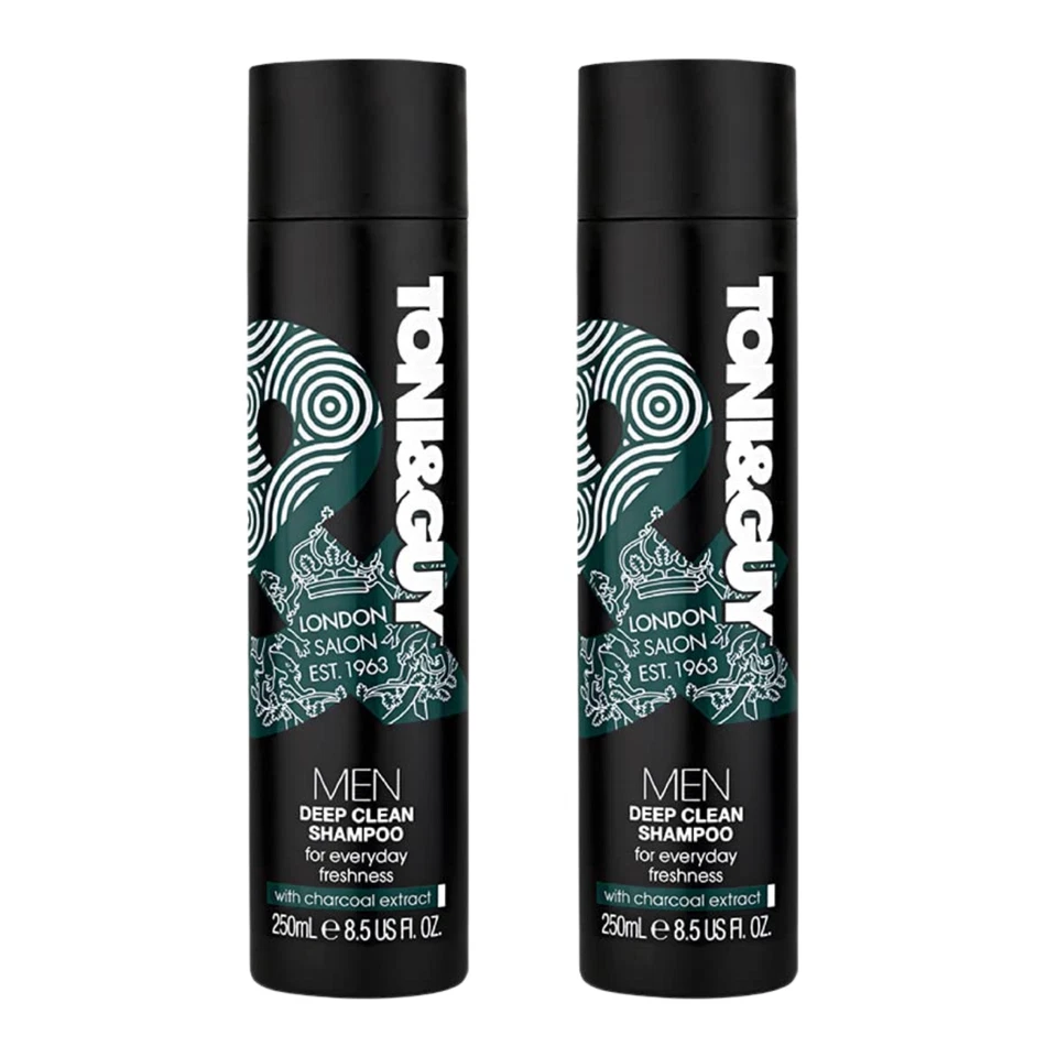 2 x Toni&Guy Men Deep Clean Shampoo je 250ml mit Aktivkohle Reinigt & Pflegt