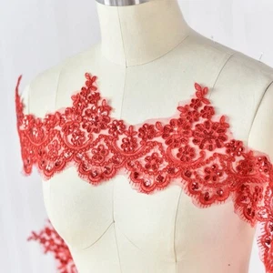 15CM*1 Yard Delicate Eyelash Embroidered Flower Sequin Lace trim Wedding/sewing - Picture 1 of 27