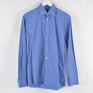 Jack & Jones Men's Formal Dress Shirt Medium Blue Long Sleeve Button Up Striped - Picture 1 of 7