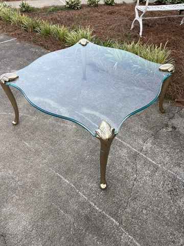 French Style Coffee Table Brass/Glass Vintage 1970s by CHAPMAN-Hollywood Regency Cover