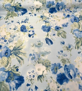 Waverly Midsummer Day Sky Blue Drapery Upholstery Fabric By the Yard - Picture 1 of 4