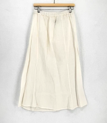 Falda midi de lino para mujer blanca marfil 100 % lino línea A talla M Foto 1 de 3