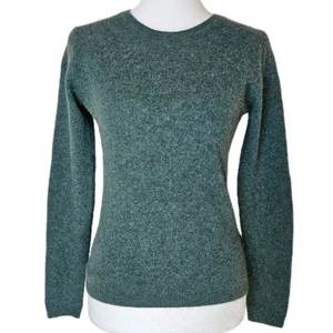 Tahari Pure Luxe 100% Cashmere Sweater Women's XS Moss Green Academia Crew Neck - Picture 1 of 7