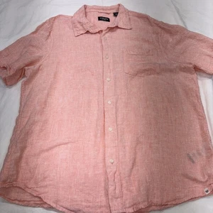 Chaps Ralph Lauren Herren XL Button Down Streifen Kurzarm Leinenmischung Orange - Bild 1 von 12