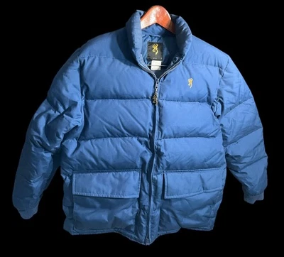 Vintage Browning Down Filled Puffer Coat / Jacket Men Medium Blue Barn Outdoor - Image 1 of 4