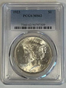 1923 Peace Silver $1 Dollar Coin PCGS MS 62 - Picture 1 of 2