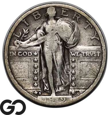 1919-S Standing Liberty Quarter, Choice VF+ Better Date San Francisco Issue - Image 1 of 3