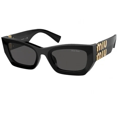 Gafas de sol Miu Miu MU 09WS 1ABS0 negras doradas gris oscuro lentes mujeres auténticas Foto 1 de 4