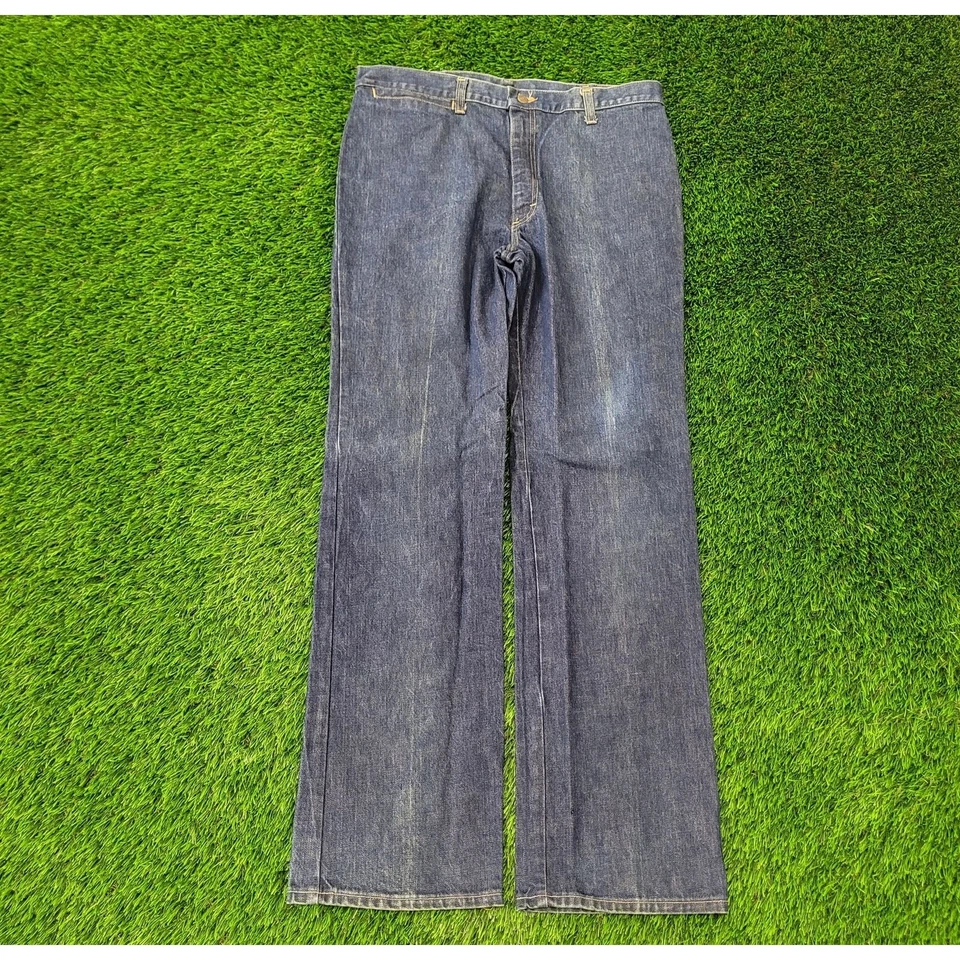 Vintage 60s LEE Bootcut Jeans 36x34 Creased TALON Dark-Wash - Image 1 of 4