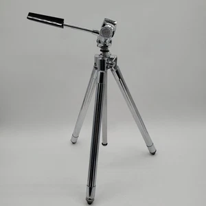 Vintage Sunset Camera Tripod Chrome Telescoping Legs Pan Tilt Head Mid-Century - Picture 1 of 6