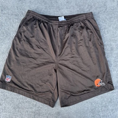 Pantalones cortos de malla vintage Reebok Cleveland Browns Team Apparel para hombre L marrón lateral Foto 1 de 4