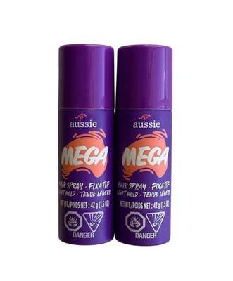 2 Pack Aussie Mega Hairspray Travel Size 1.5 Fl Oz Flexible Hold - Image 1 of 2