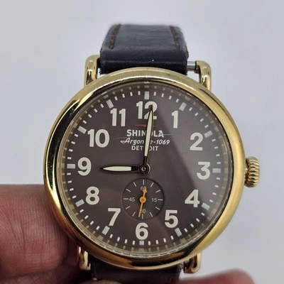 Reloj Hombre Shinola Argonite 1069 41MM Esfera Marrón Correas Cuero Batería Nueva Foto 1 de 4