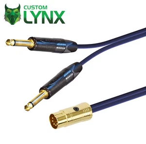 Neutrik 5 Pin Din Male Plug to Twin Jacks Cable. Midi to 2 x 6.35mm Jack Lead - Picture 1 of 6