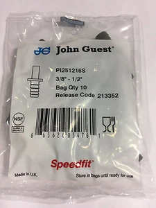 John Guest PI 251216S Rohr zu Schlauchschaft, 3/8" Vorbau OD, 1/2" Schlauch ID (10er Beutel) - Bild 1 von 2