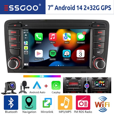 2+32GB Android 14 Für AUDI A3 8P 2003-2012 Autoradio Apple Carplay GPS Navi WIFI - Bild 1 von 4