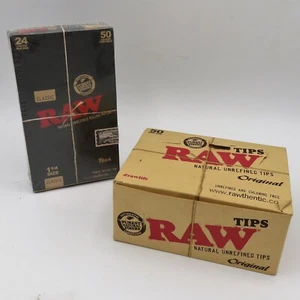 1200 papeles de liar RAW CLASSIC NEGRO 1,25 1/4 y 2500 puntas ORIGINALES SIN REFINAR - Imagen 1 de 5