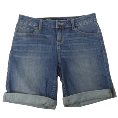 Bermuda jeans elástica Simply Vera feminina azul tamanho 0 30W cintura média - Imagem 1 de 4